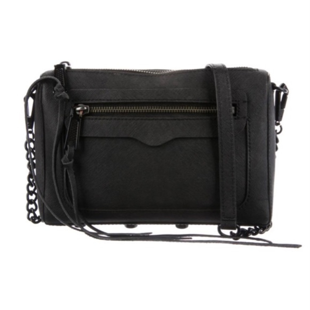 Rebecca Minkoff Avery Crossbody in Black/Dark Grey Suede with Gunmetal Hardware